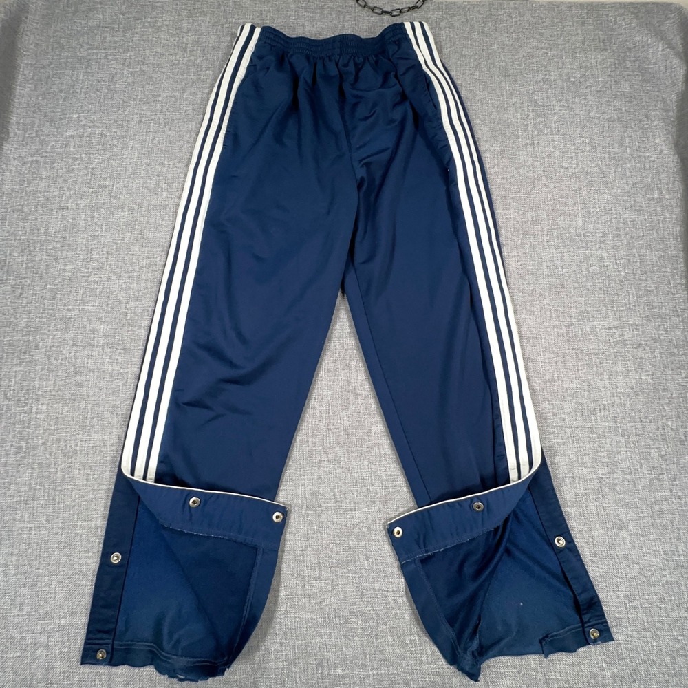 Vintage 90s Adidas Breakaway Track Pants Mens Small Navy Blue Snap Side PLS READ